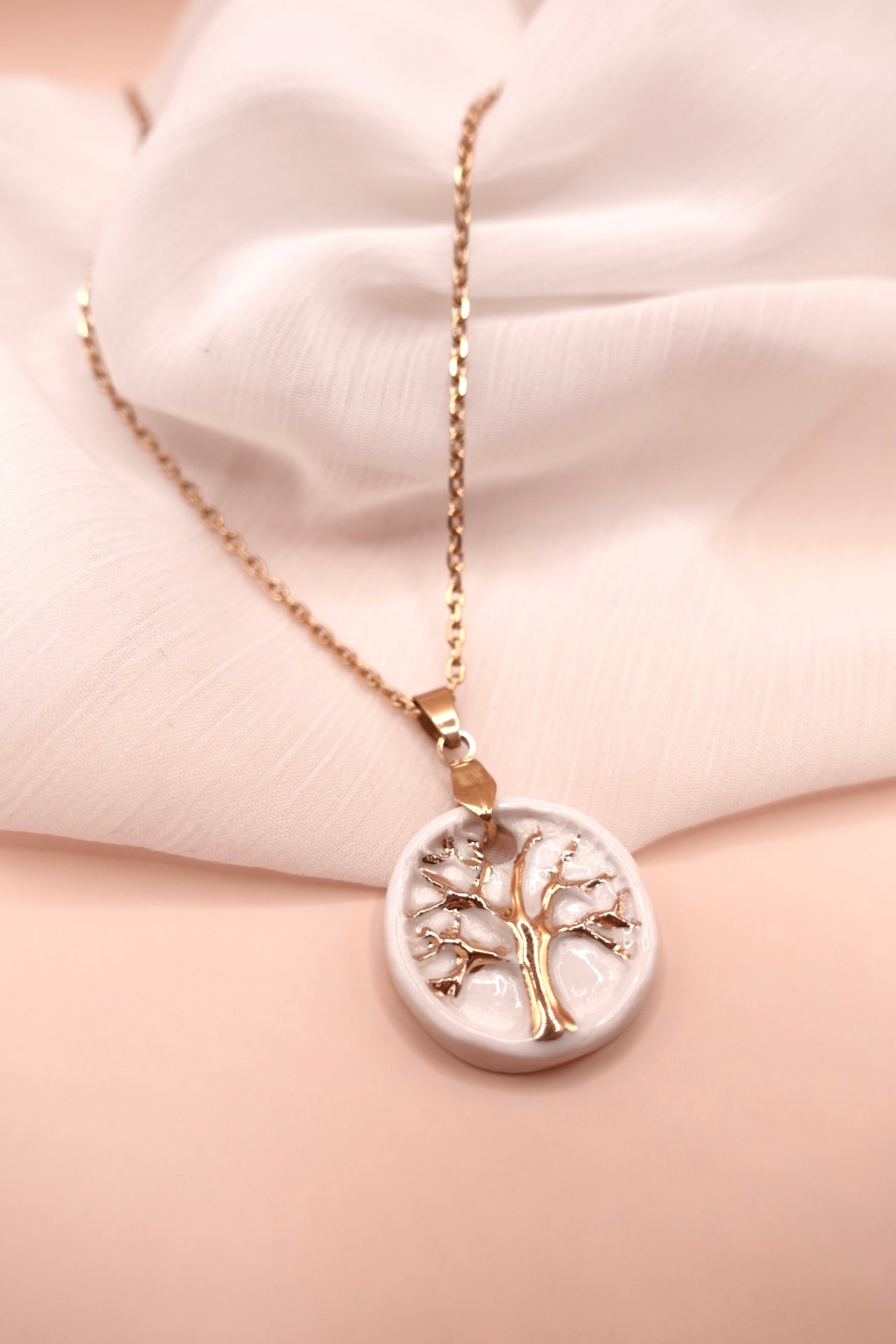 Collier Arbre de Vie en Porcelaine Fait Main | Bijou Femme Bohème Chic