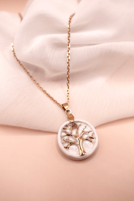 Collier Arbre de Vie en Porcelaine Fait Main | Bijou Femme Bohème Chic