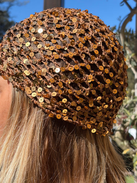 Bonnet en crochet pailletée