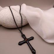Collier croix noir homme