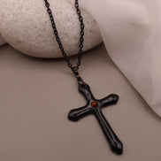 Collier croix noir homme