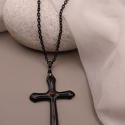 Collier croix noir homme