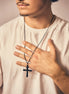 Collier croix noir homme