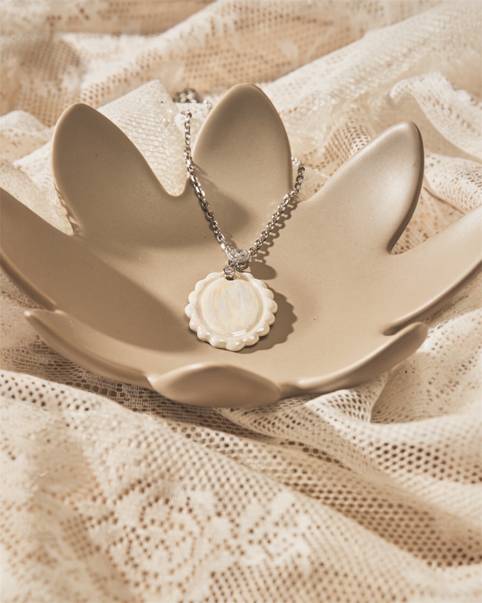 Sautoir Opaline argent